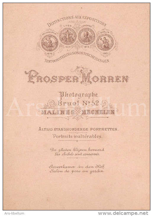 Cabinet Card / Photo De Cabinet / Kabinet Foto / Femme / Woman / Lady / Photographie Prosper Morren / Mechelen - Anciennes (Av. 1900)