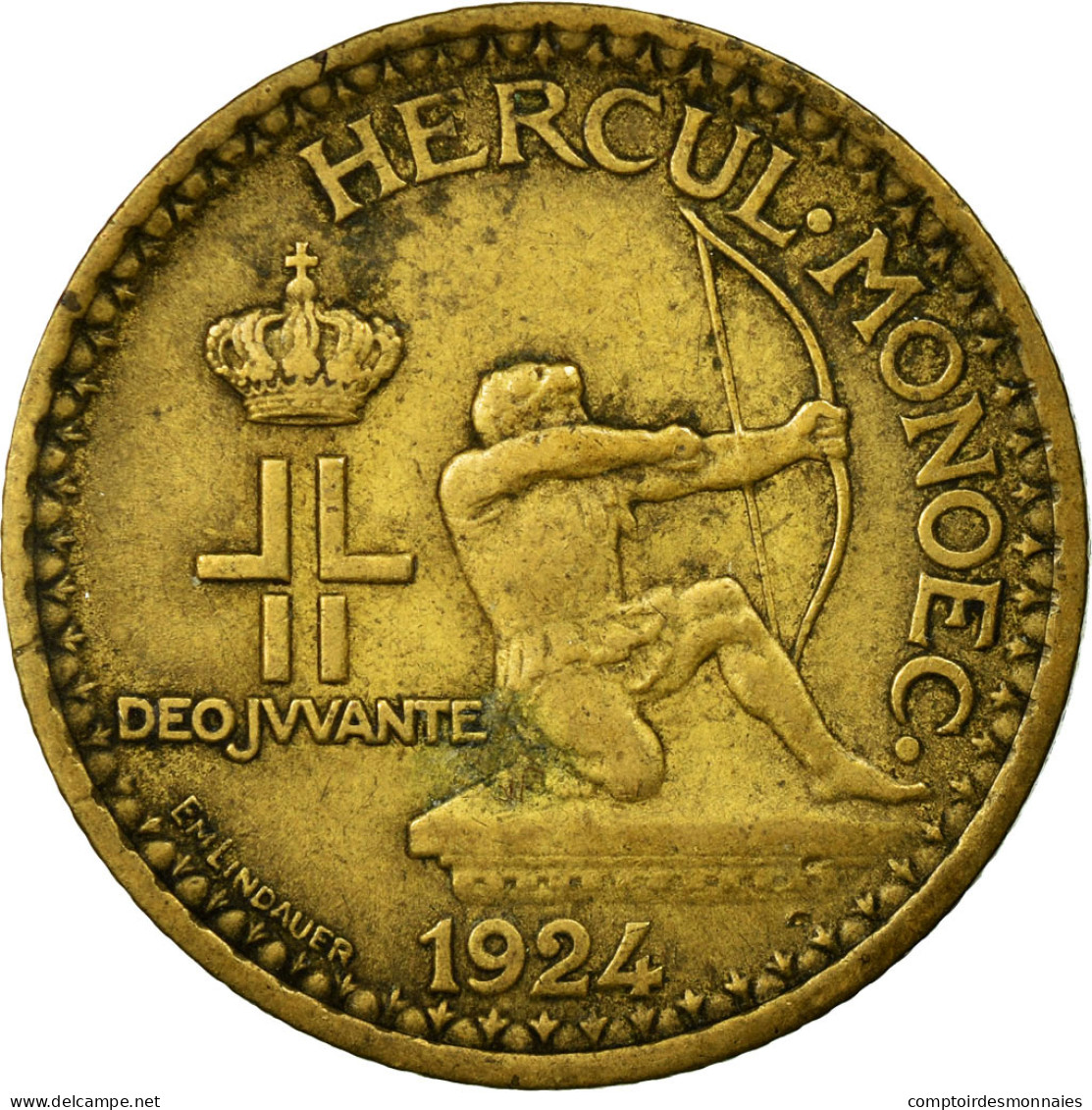 Monnaie, Monaco, Louis II, Franc, 1924, Poissy, TTB, Aluminum-Bronze - 1922-1949 Louis II
