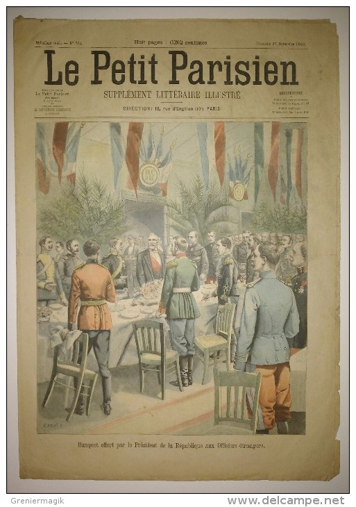 Le Petit Parisien 27/09/1903 - Banquet Offert Par Le Président De La République - Manoeuvres Du Sud-Est Pont De Bateaux - Le Petit Parisien