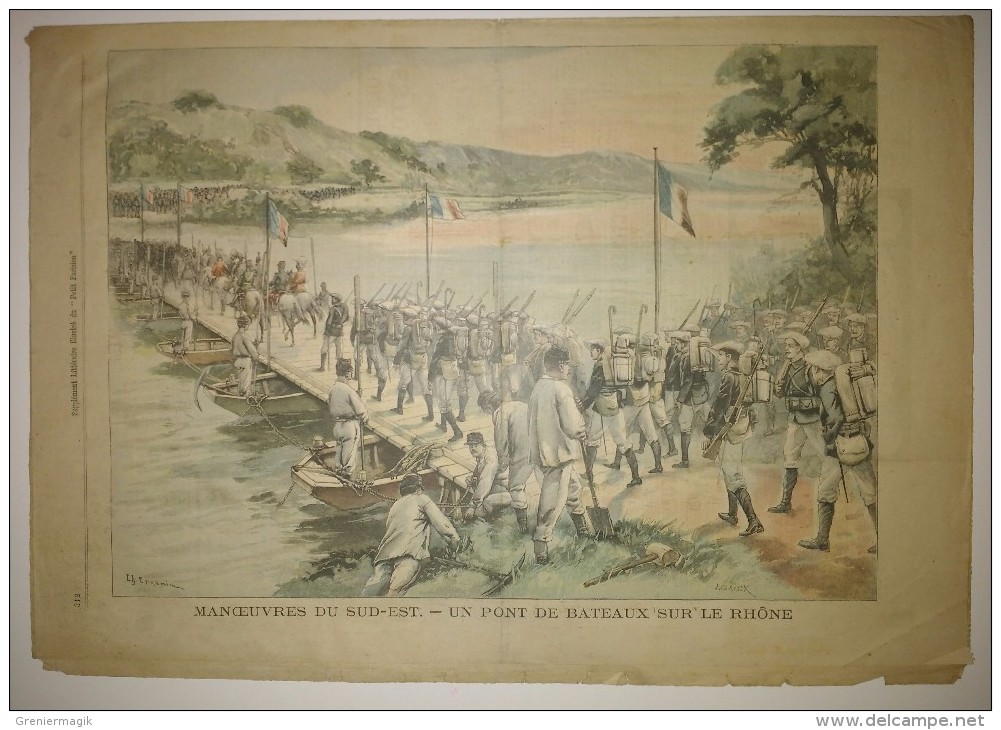 Le Petit Parisien 27/09/1903 - Banquet Offert Par Le Président De La République - Manoeuvres Du Sud-Est Pont De Bateaux - Le Petit Parisien