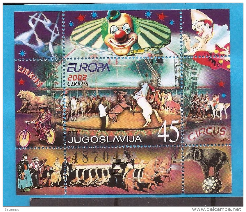 2002 3078  BF-53 EUROPA ZIRKUS  JUGOSLAVIJA JUGOSLAWIEN  PFERDE ELEFANT  MNH - Andere & Zonder Classificatie