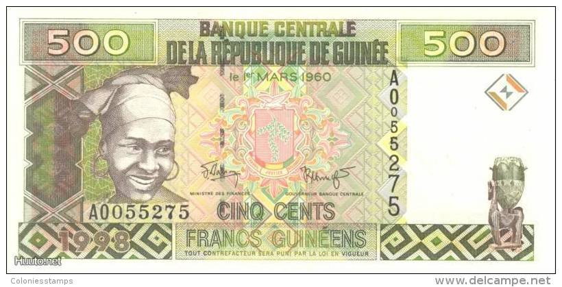 (B0037) GUINEA, 1998. 500 Francs. P-36. UNC - Guinée