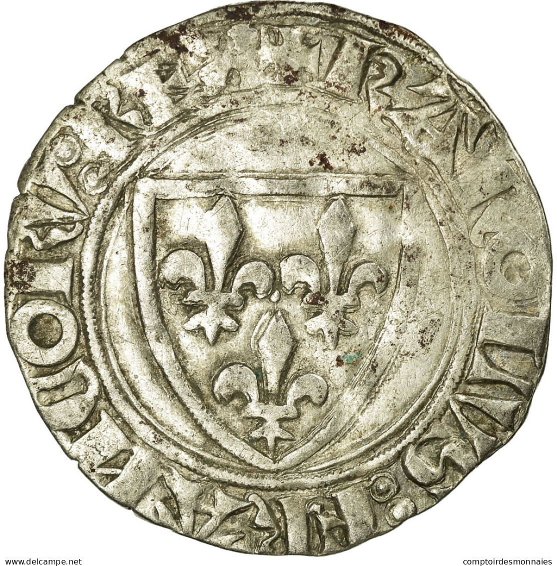 Monnaie, France, Blanc, Romans, TTB, Billon, Duplessy:377A - 1380-1422 Karl VI. Der Vielgeliebte