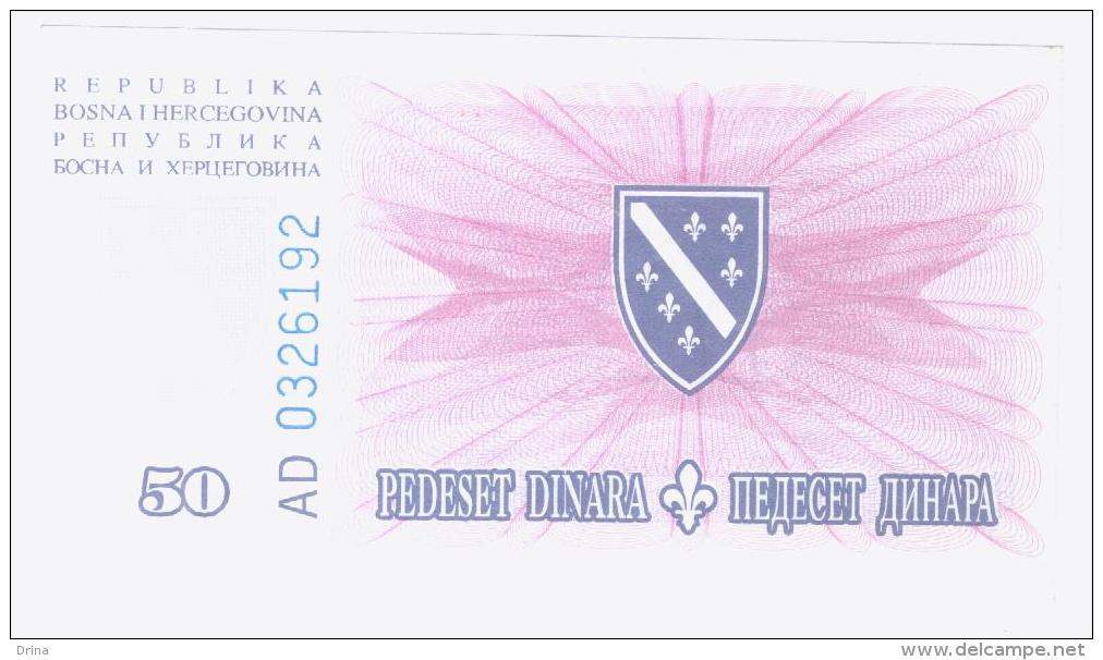 BOSNIA - 50 Dinara 1994, UNC, Pick 43 - Bosnië En Herzegovina