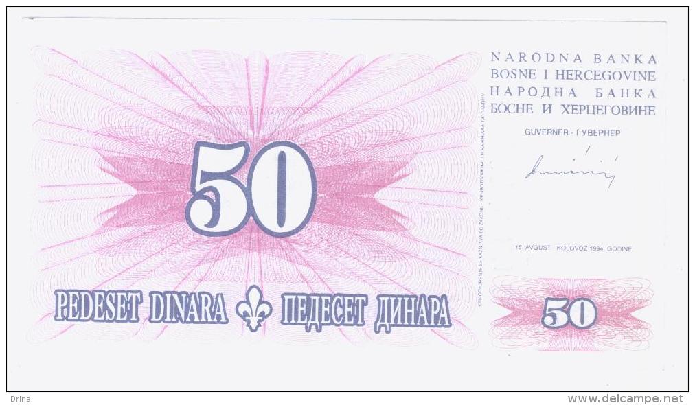 BOSNIA - 50 Dinara 1994, UNC, Pick 43 - Bosnië En Herzegovina
