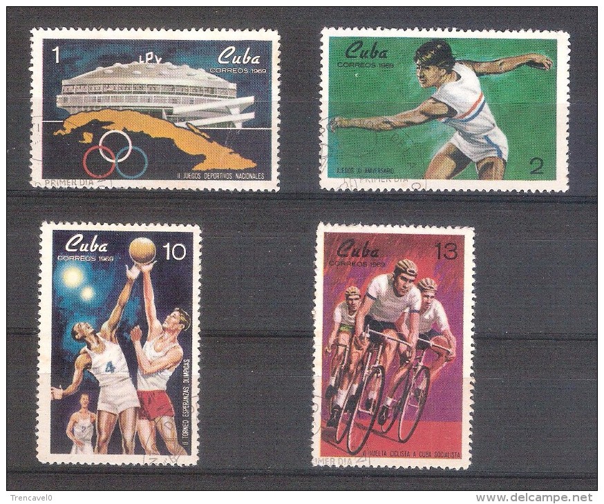 Cuba 1969-4 Sellos Usados -II Juegos Deportivos Nacionales - Oblitérés