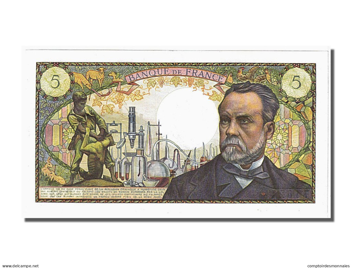 Billet, France, 5 Francs, 5 F 1966-1970 ''Pasteur'', 1968, 1968-08-01, SUP+ - 5 F 1966-1970 ''Pasteur''