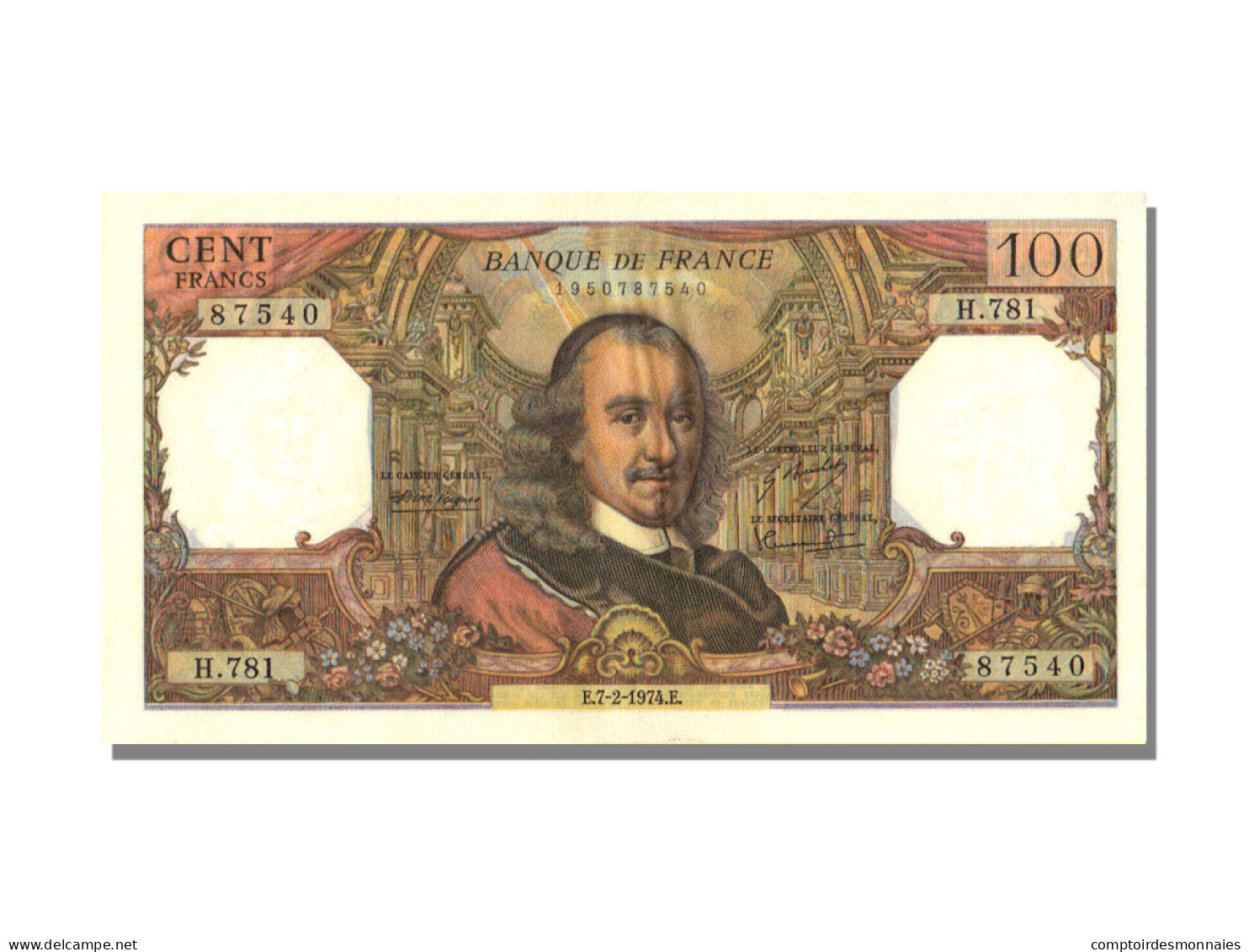 Billet, France, 100 Francs, 100 F 1964-1979 ''Corneille'', 1974, 1974-02-07 - 100 F 1964-1979 ''Corneille''