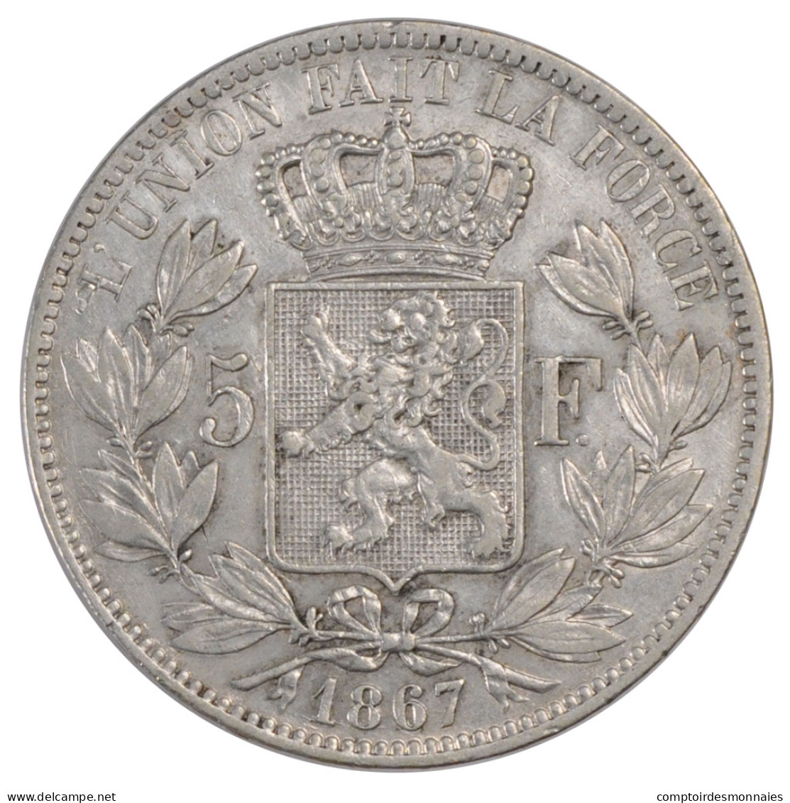 Monnaie, Belgique, Leopold II, 5 Francs, 5 Frank, 1867, TTB, Argent, KM:24 - 5 Francs