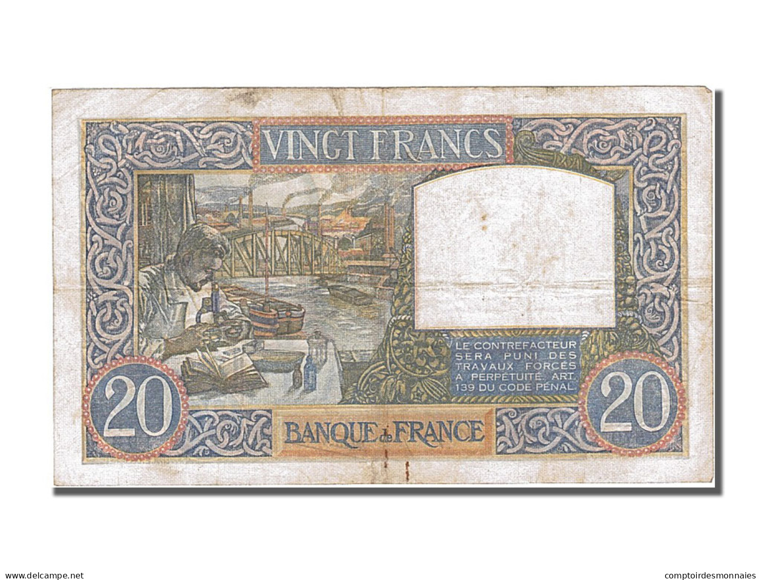 Billet, France, 20 Francs, 20 F 1939-1942 ''Science Et Travail'', 1940 - 20 F 1939-1942 ''Science Et Travail''