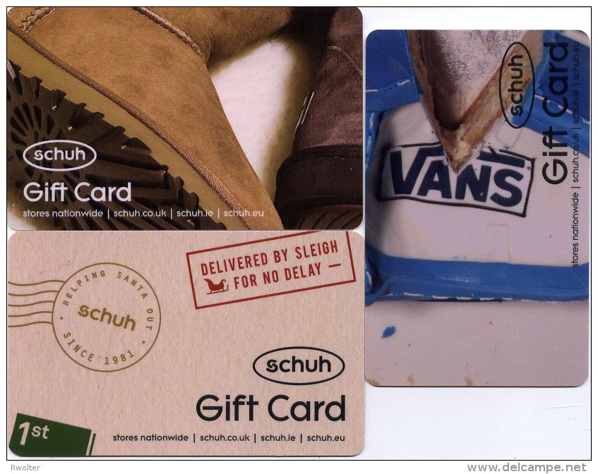 @+ Carte Cadeau - Gif Card - Lot De 3 Cartes Du Royaume Uni : Chaussures Schuh - Gift And Loyalty Cards