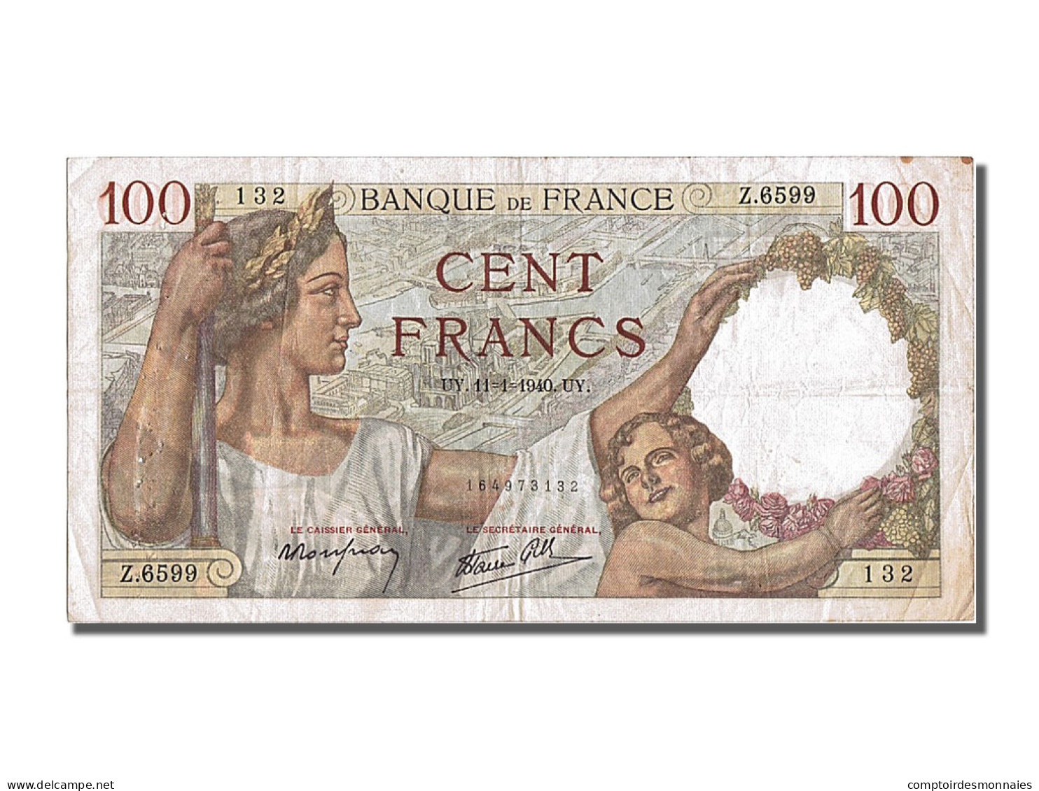 Billet, France, 100 Francs, 100 F 1939-1942 ''Sully'', 1940, 1940-01-11, TTB - 100 F 1939-1942 ''Sully''