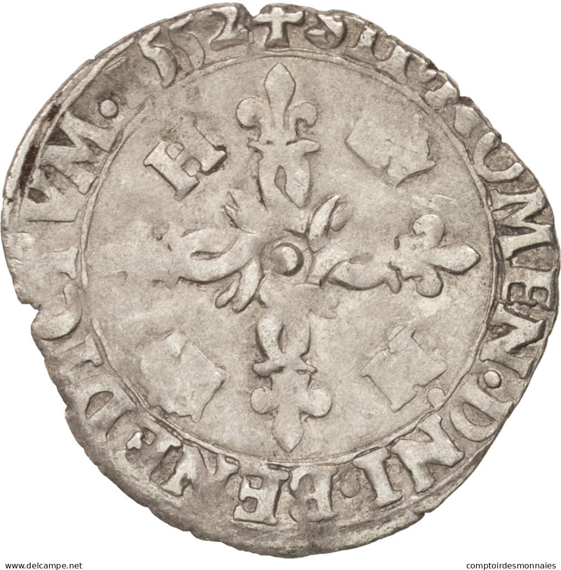 Monnaie, France, Douzain Aux Croissants, 1552, La Rochelle, TB, Billon - 1547-1559 Henri II