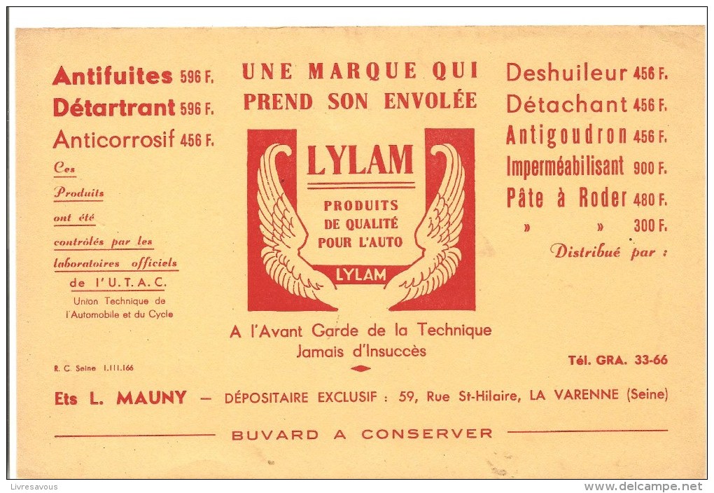 Buvard LYLAM Une Marque Qui Prend Son Envolée LYLAM Produits De Qualité Pour L'auto - Auto's