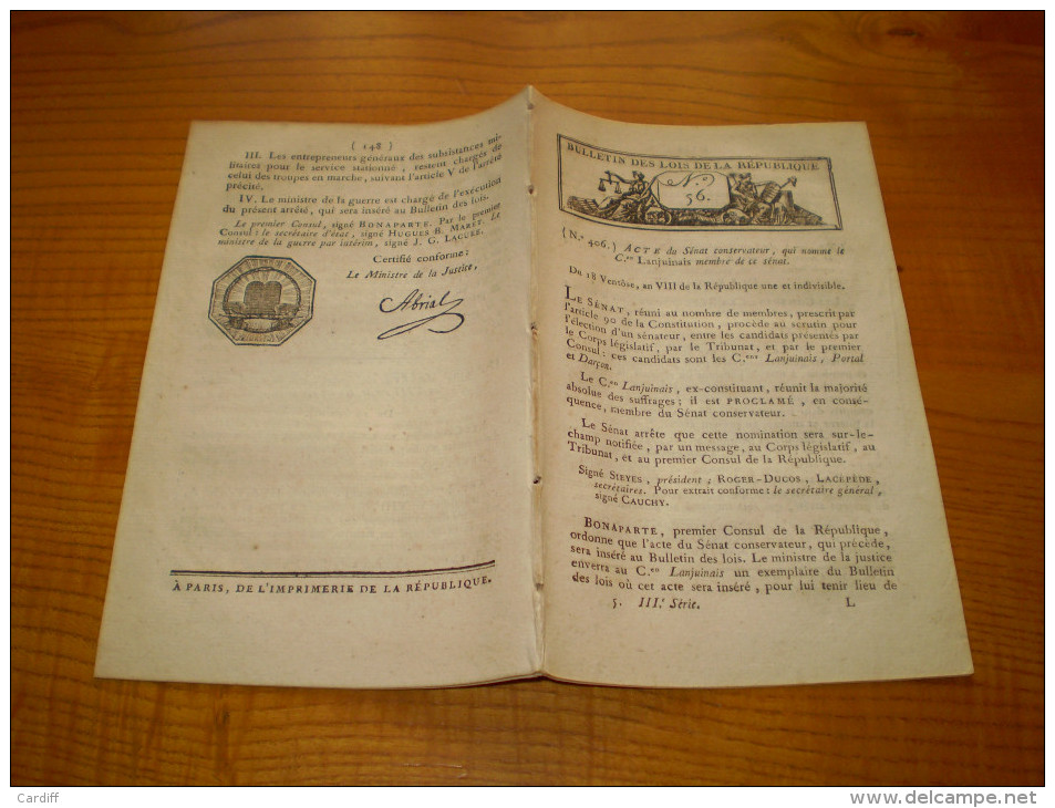 Lois An IX:Tribunal De Cassation,d'appel,1ère Instance.Surveillance Emploi Deniers Publics.Admission Hôtel Des Invalides - Décrets & Lois