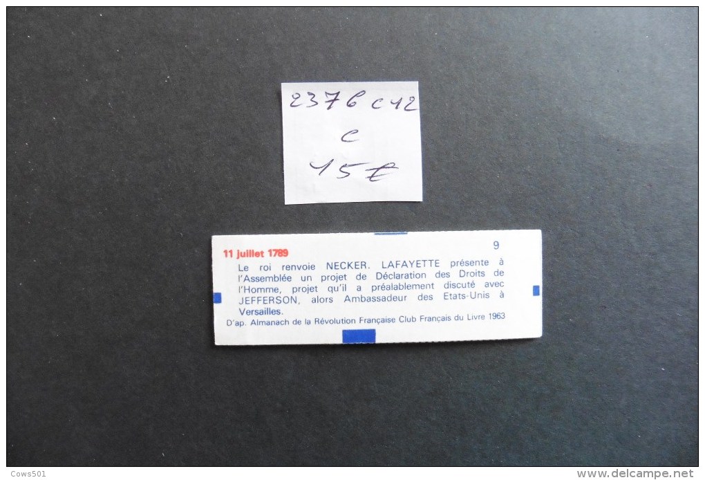 France :Carnet N° 2376 C12   Neuf Non Ouvert Philex France 1989 - Autres & Non Classés