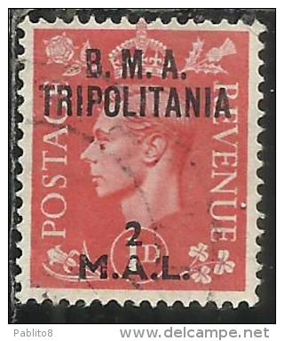 TRIPOLITANIA BMA 1948 B.M.A.2 M SU 1 P USATO USED OBLITERE´ - Tripolitaine