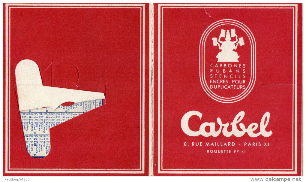 CALENDRIER DE BUREAU 1960 CARBEL *Carbones *Rubans *Stencils *Encres Pour Duplicateurs - Petit Format : 1941-60