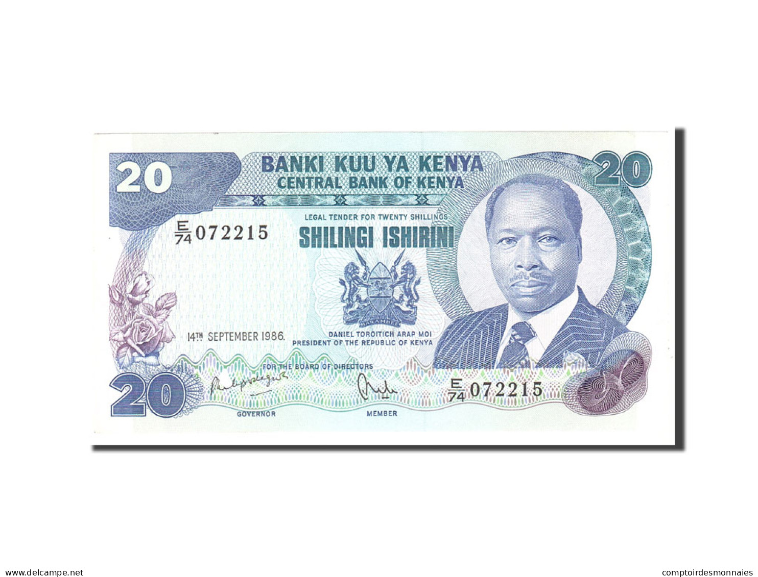 Billet, Kenya, 20 Shillings, 1986, 1986-09-14, KM:21e, TTB - Kenya