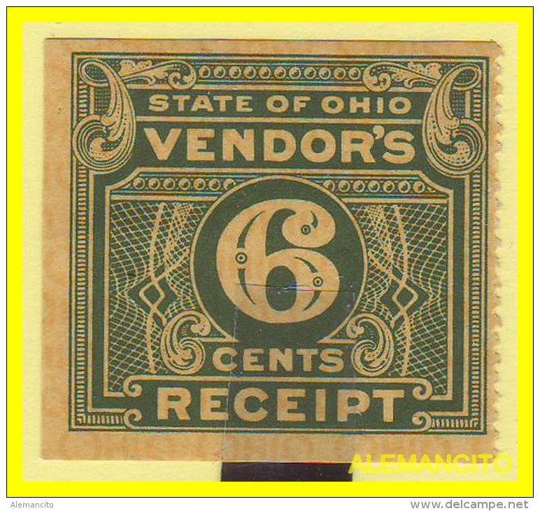 VIÑETA 6 CENTS UNIQUE STATE OF OHIO PREPAID SALES TAX CONSUMER RECEIPT 6 CENTS - Otros - América