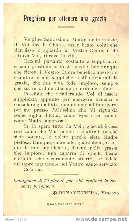 04697 "PESARO - B. V. DELLE GRAZIE - PROTETTRICE DELLA CITTA' E DELLA DIOCESI DI PESARO" IMMAG. RELIG. ORIGIN. - Images Religieuses