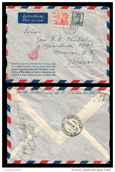 E)1947 CZHESCHOSLOVAKIA, AVIATOR,MILITARY, AIR MAIL, CIRCULATED COVER TO MEXICO, RARE DESTINATION, XF - Luchtpost