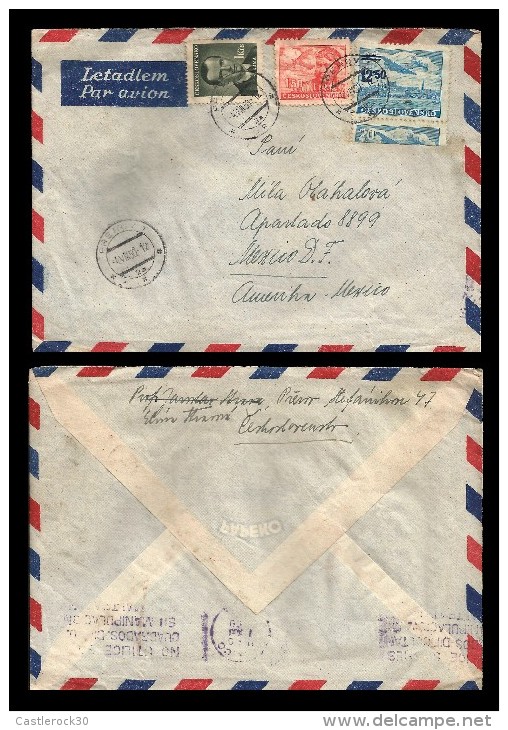 E)1950 CZHESCHOSLOVAKIA, AVIATOR, AIRPLANE, AIR MAIL, CIRCULATED COVER TO MEXICO, RARE DESTINATION, XF - Luchtpost