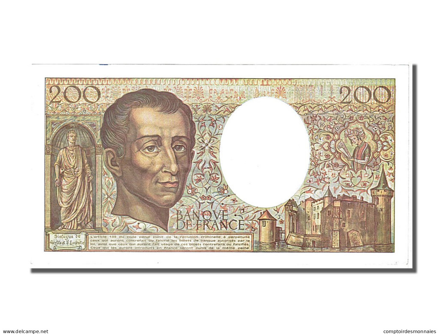 Billet, France, 200 Francs, 200 F 1981-1994 ''Montesquieu'', 1992, SUP - 200 F 1981-1994 ''Montesquieu''