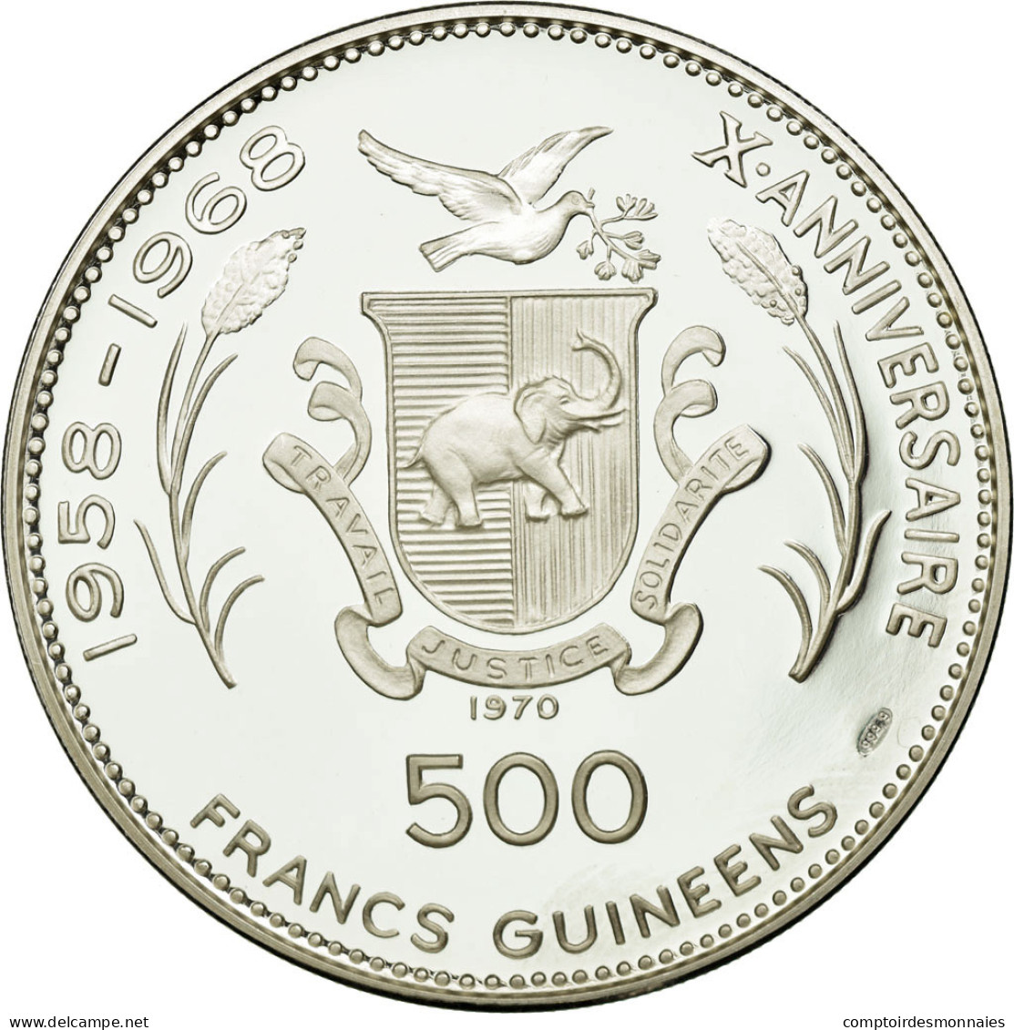 Monnaie, Guinea, 500 Francs, 1970, FDC, Argent, KM:22 - Guinée