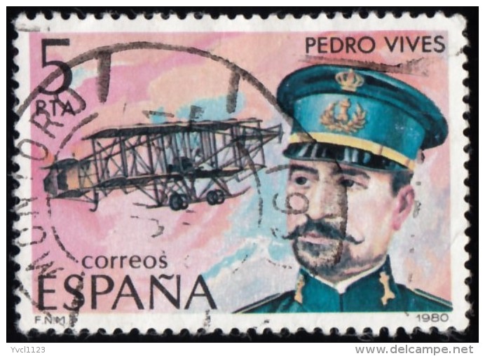 SPAIN - Scott #2225 Pedro Vives, Aviation Pioneer / Used Stamp - Gebruikt