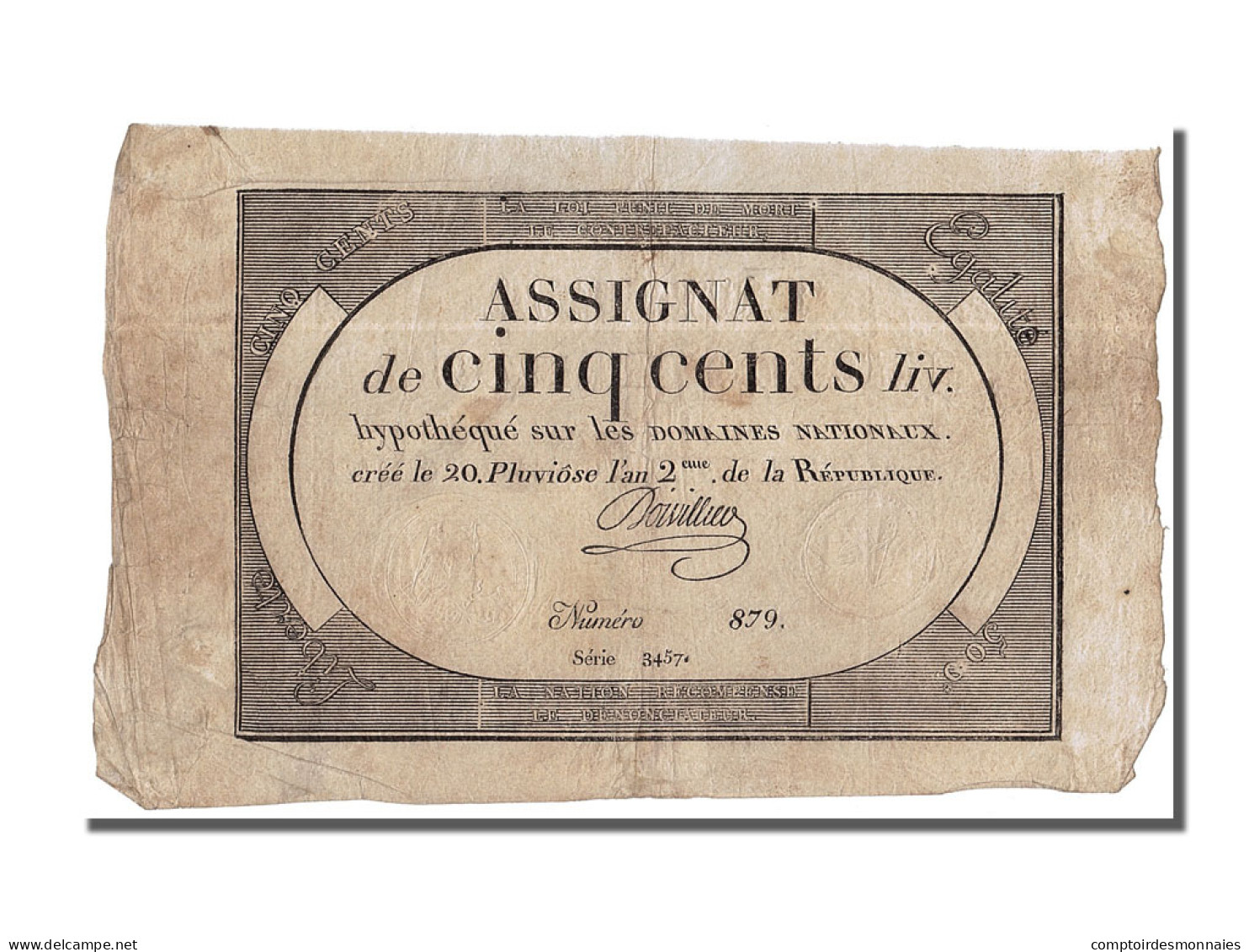 Billet, France, 500 Livres, 1794, Doivillier, TTB, KM:A77, Lafaurie:172 - Assignate