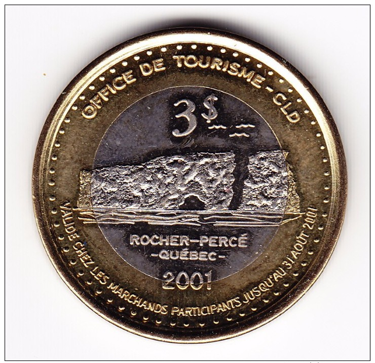 2001 Rocher-Perce Quebec Bimetallic $3 Token - Canada