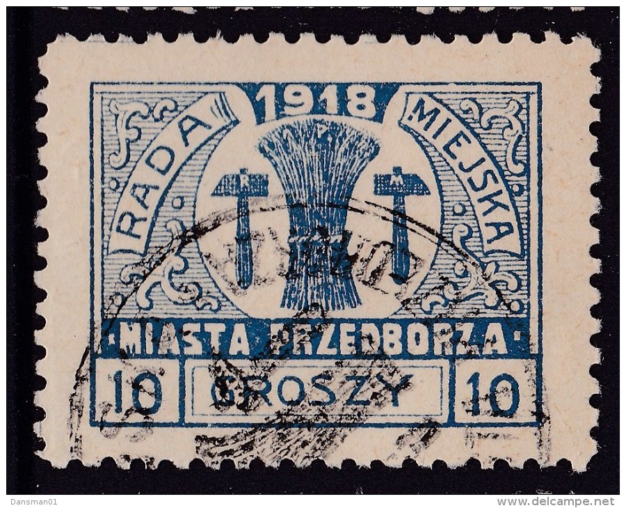 POLAND 1918 Przedborz Local Fi 10B T.1 Signed Petriuk Used ZL10 - Abarten & Kuriositäten