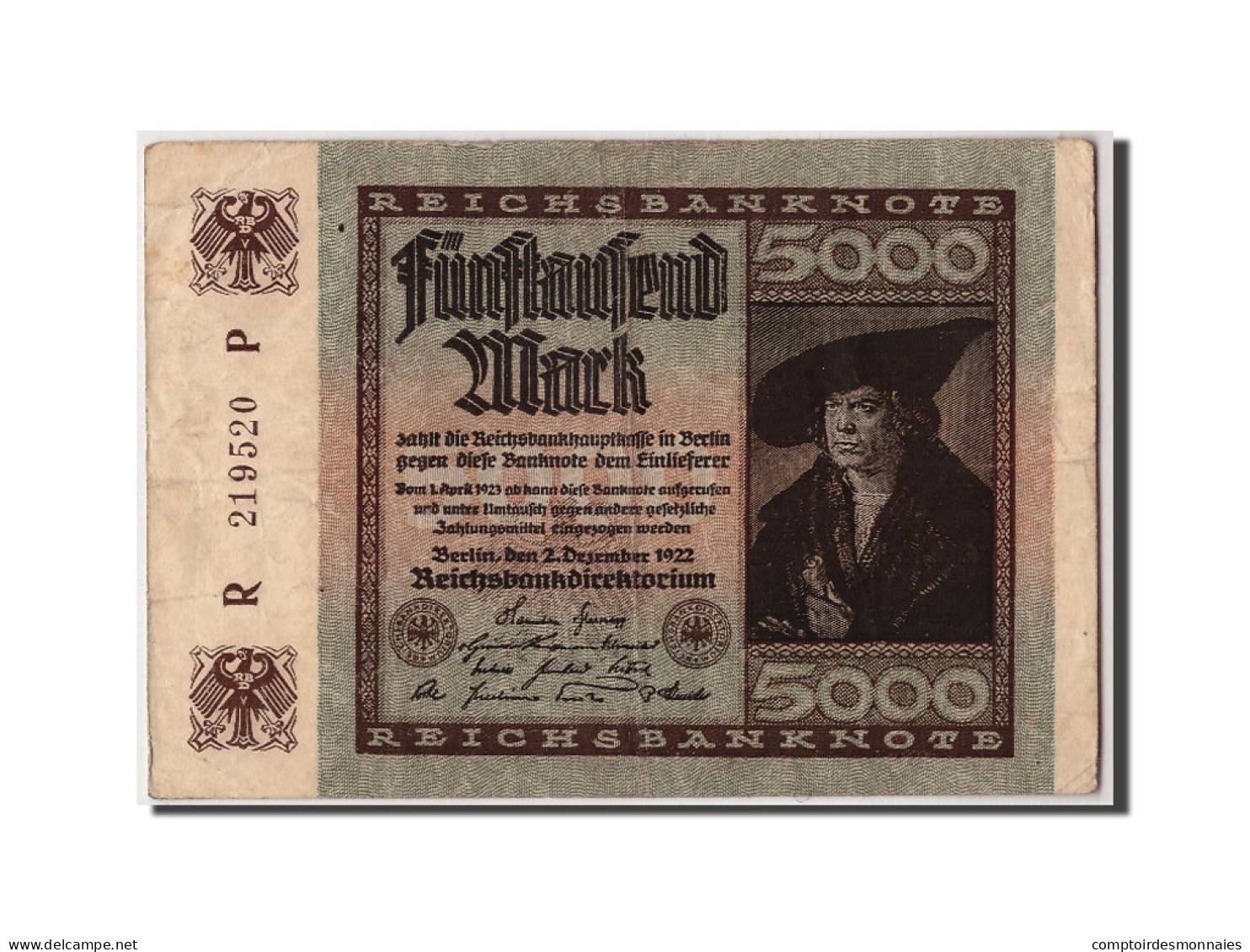 Billet, Allemagne, 5000 Mark, 1922, 1922-12-02, KM:81a, TB+ - 5000 Mark
