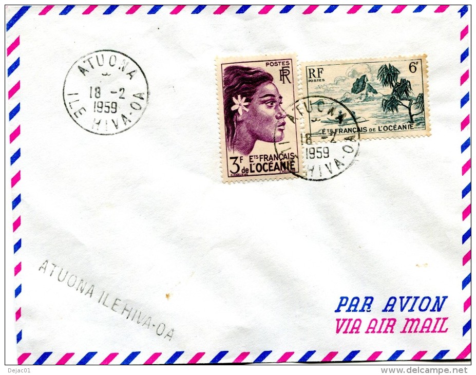 Polynésie - Cad ATUONA  ILE HIVA-OA - Février 1959 - R 2264 - Briefe U. Dokumente