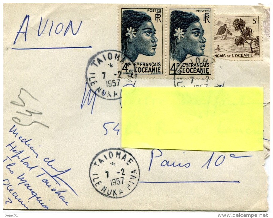 Polynésie - Cad  TAIOMAE  ILE NUKA HIVA - Février 1957 - R 2279 - Briefe U. Dokumente