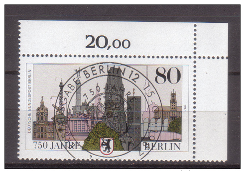 Berlin , 1987 , Mi.Nr. 776 O / Used Eckrand Ersttagsstempel - Gebraucht