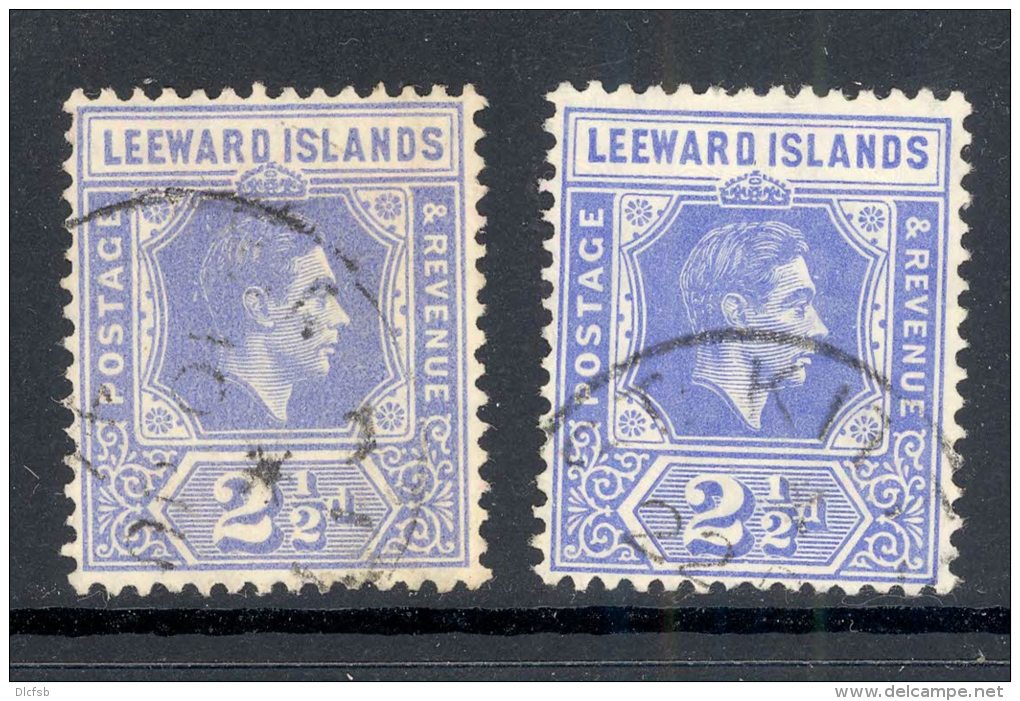 LEEWARD ISLANDS, 1938 2&frac12;d (light Bright Blue And Bright Blue) Very Fine Used, SG105, 105a - Leeward  Islands