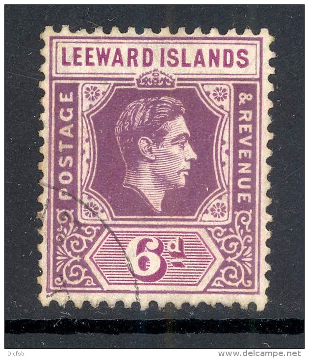 LEEWARD ISLANDS, 1938 6d (chalky Paper) Deep &amp; Bright Purple Very Fine Used, SG109, Cat &pound;7 - Leeward  Islands
