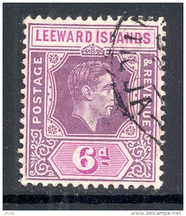 LEEWARD ISLANDS, 1938 6d (chalky Paper) Purple &amp; Bright Magenta Very Fine Used, SG109b, Cat &pound;6 - Leeward  Islands