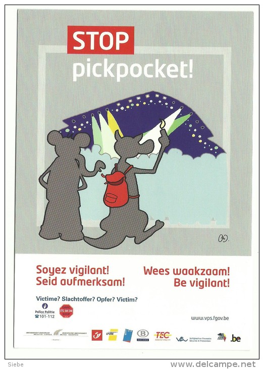 6 Cartes - Soyez Vigilent, Wees Waakzaam, Be Vigilent - Pickpocket - L'éléphant Voleur - En Collaboration Avec La Police - Bagne & Bagnards