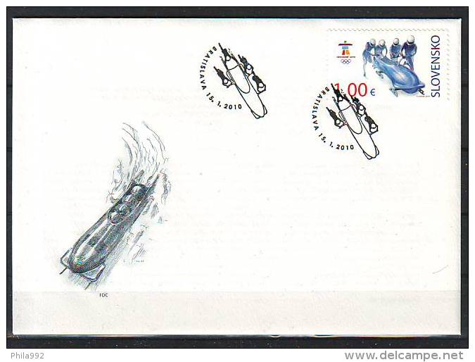 Slovakia 2010 Y FDC  Sport Olympics Vancouver Mi No 629 Postmark Bratislava 15.01. - FDC