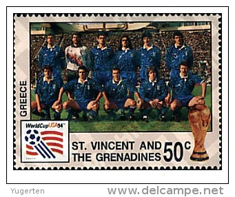 ST. VINCENT 1994 TP MNH** GREECE GRECE FOOTBALL WORLD CUP USA 94 . COPA DEL MUNDO DE FUTBOL. USA-94 - 1994 – USA