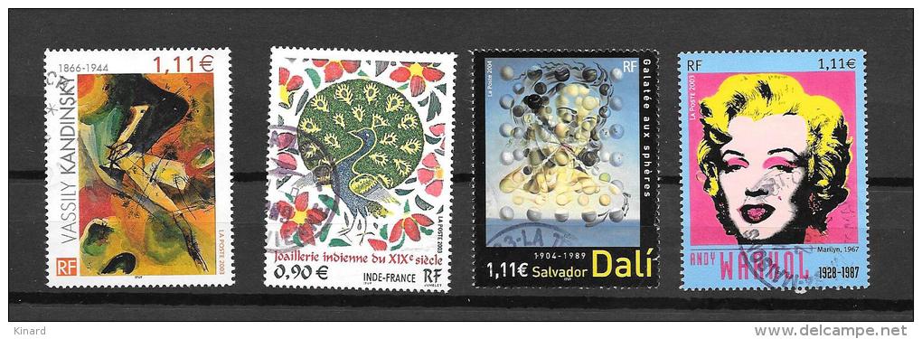 TIMBRES.  OBLITERATION RONDES...ARTISTIQUE.  N°3628-3630-3676-3585.  TBE. - Used Stamps