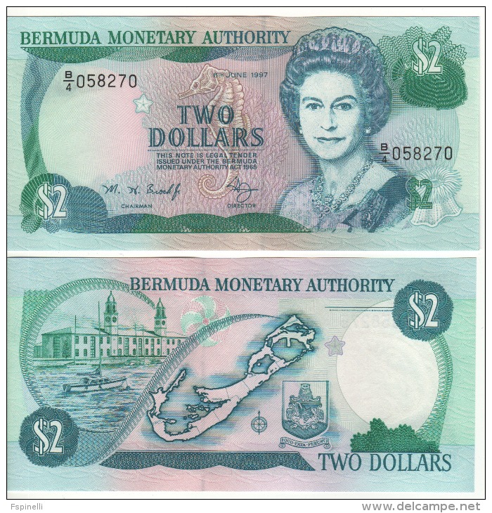 BERMUDA  2 Dollars   P40Ab    Dated 1.6.1997        UNC - Bermudas