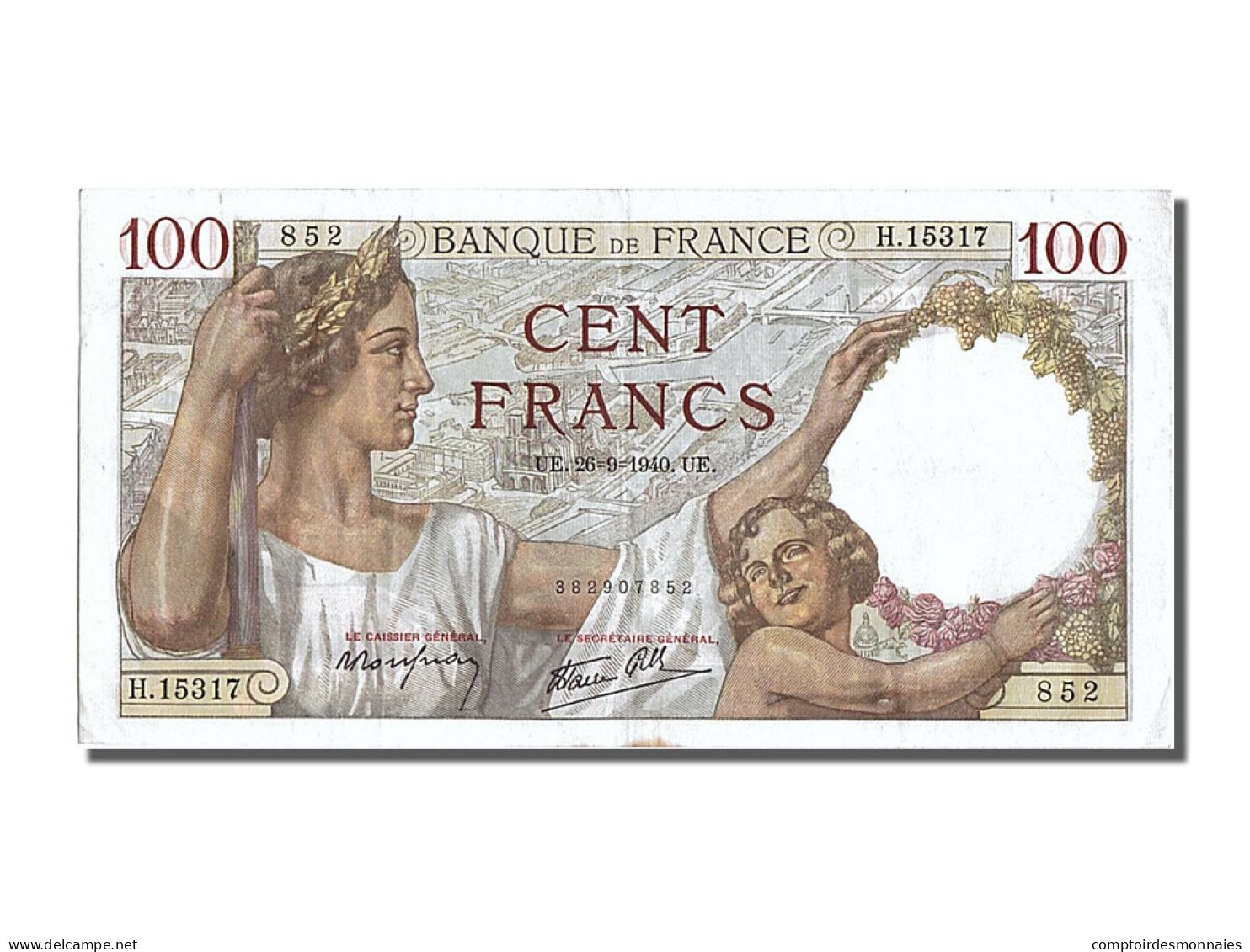 Billet, France, 100 Francs, 100 F 1939-1942 ''Sully'', 1940, 1940-09-26, SUP - 100 F 1939-1942 ''Sully''