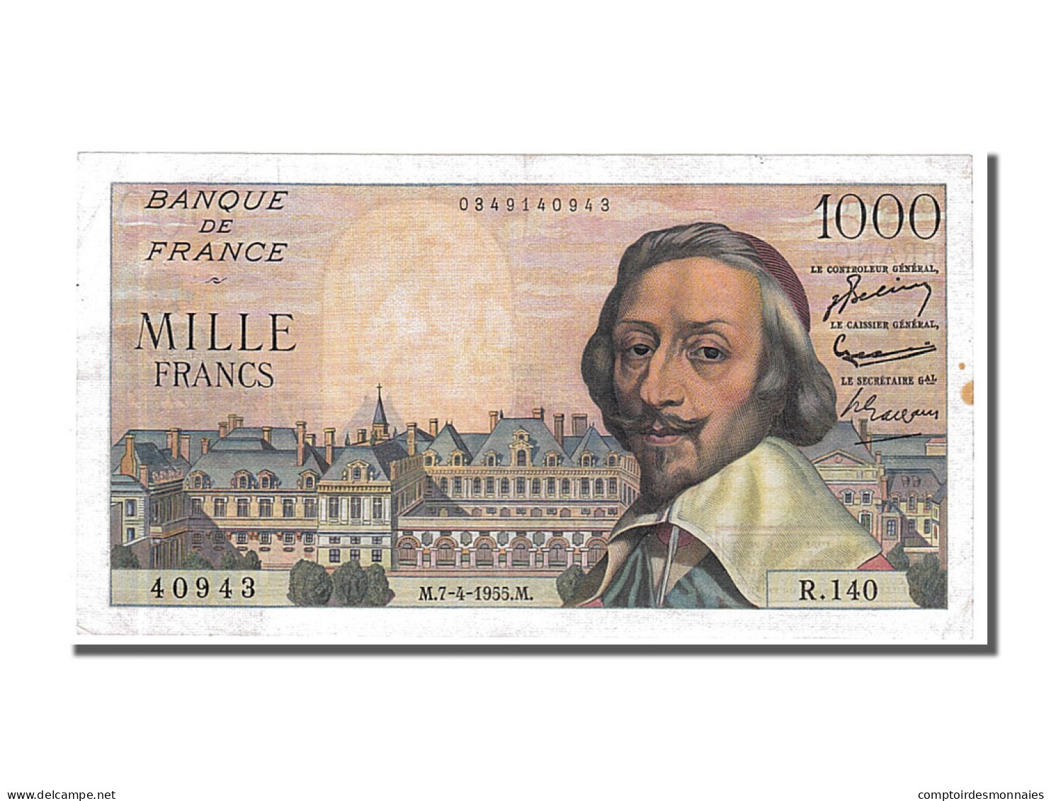 Billet, France, 1000 Francs, 1 000 F 1953-1957 ''Richelieu'', 1955, 1955-04-07 - 1 000 F 1953-1957 ''Richelieu''