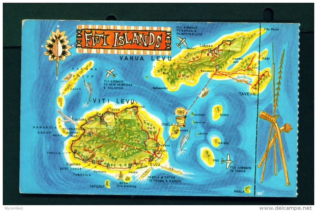 FIJI  -  Map Of The Islands  Unused Postcard - Figi