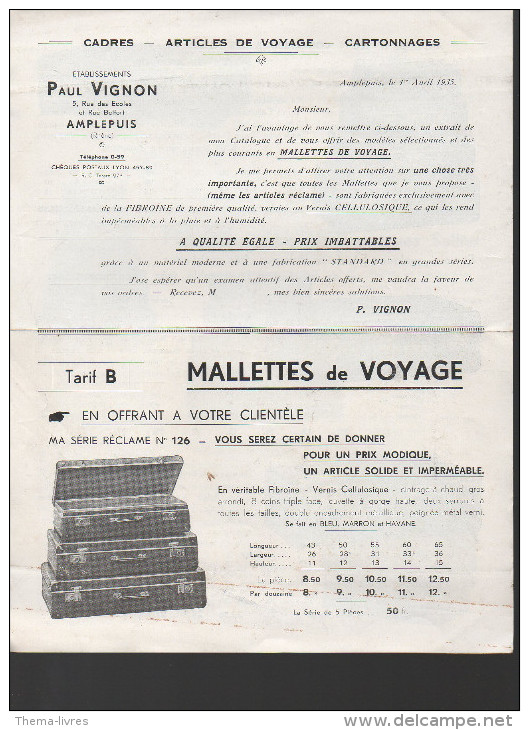 Catalogue VIGNON (articles De Voyage, AMPLEPUIS, Rhône) 1935 (PPP2245) - Sport En Toerisme
