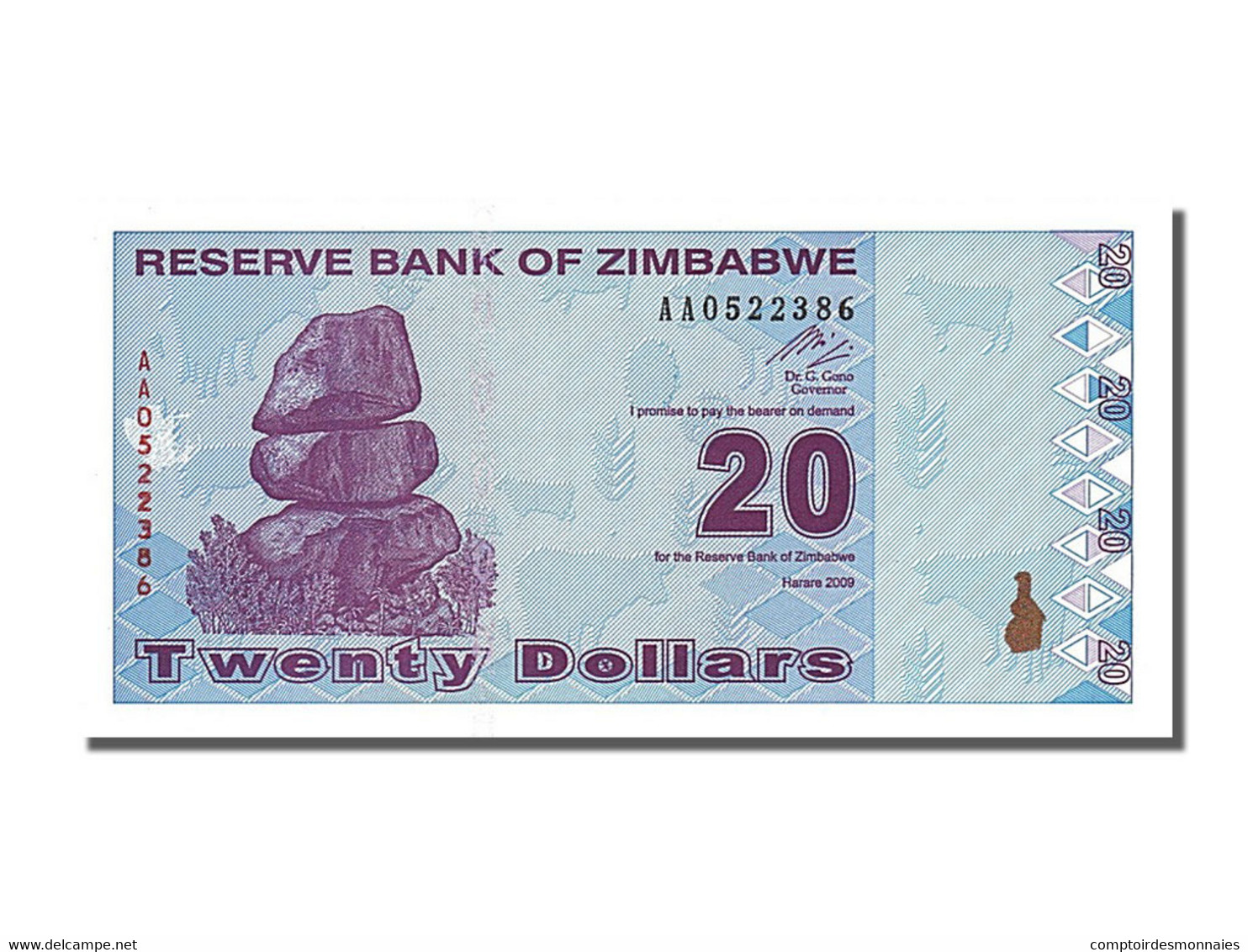 Billet, Zimbabwe, 20 Dollars, 2009, 2009-02-02, NEUF - Zimbabwe